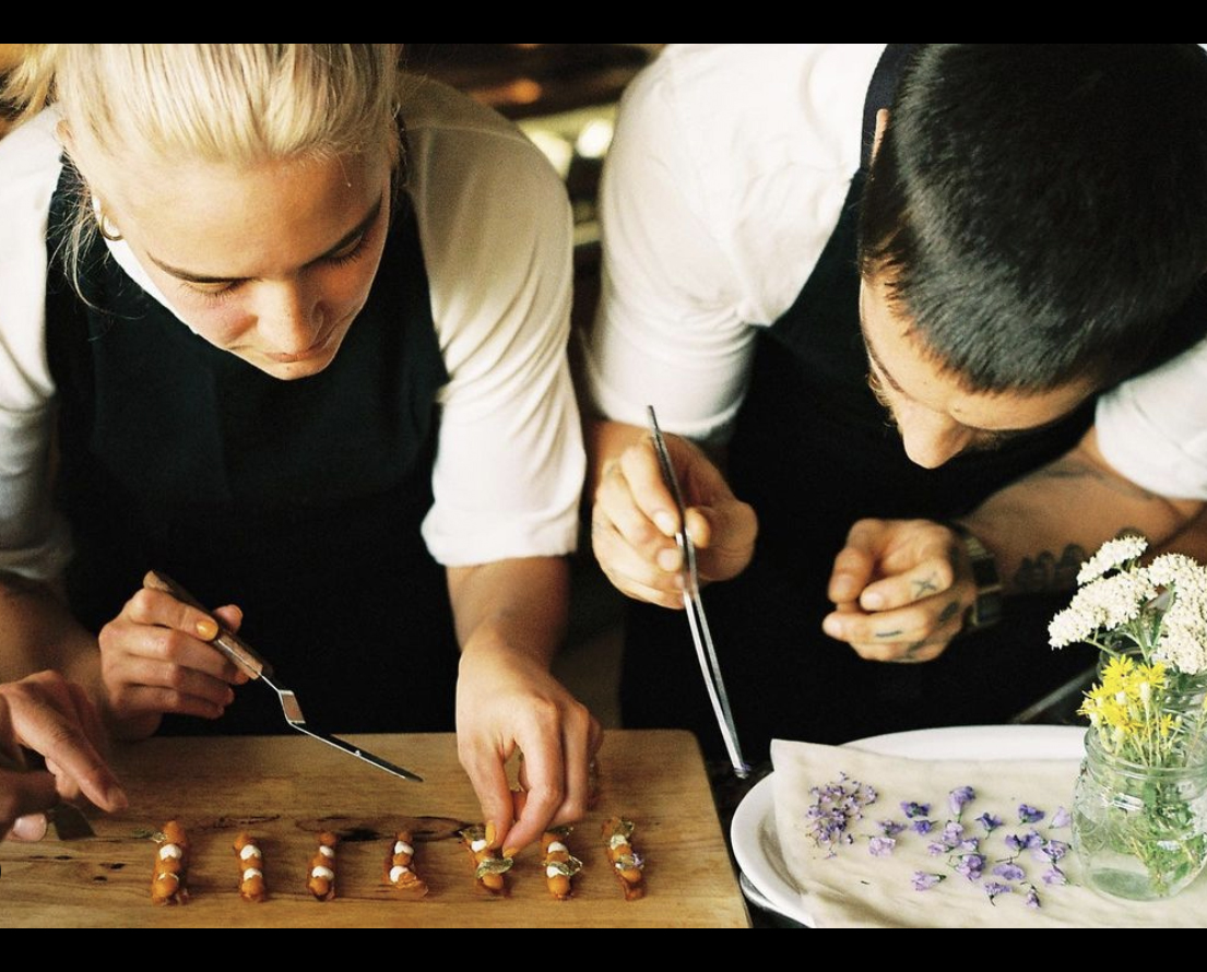 Image of Syd and Brian assembling a dish